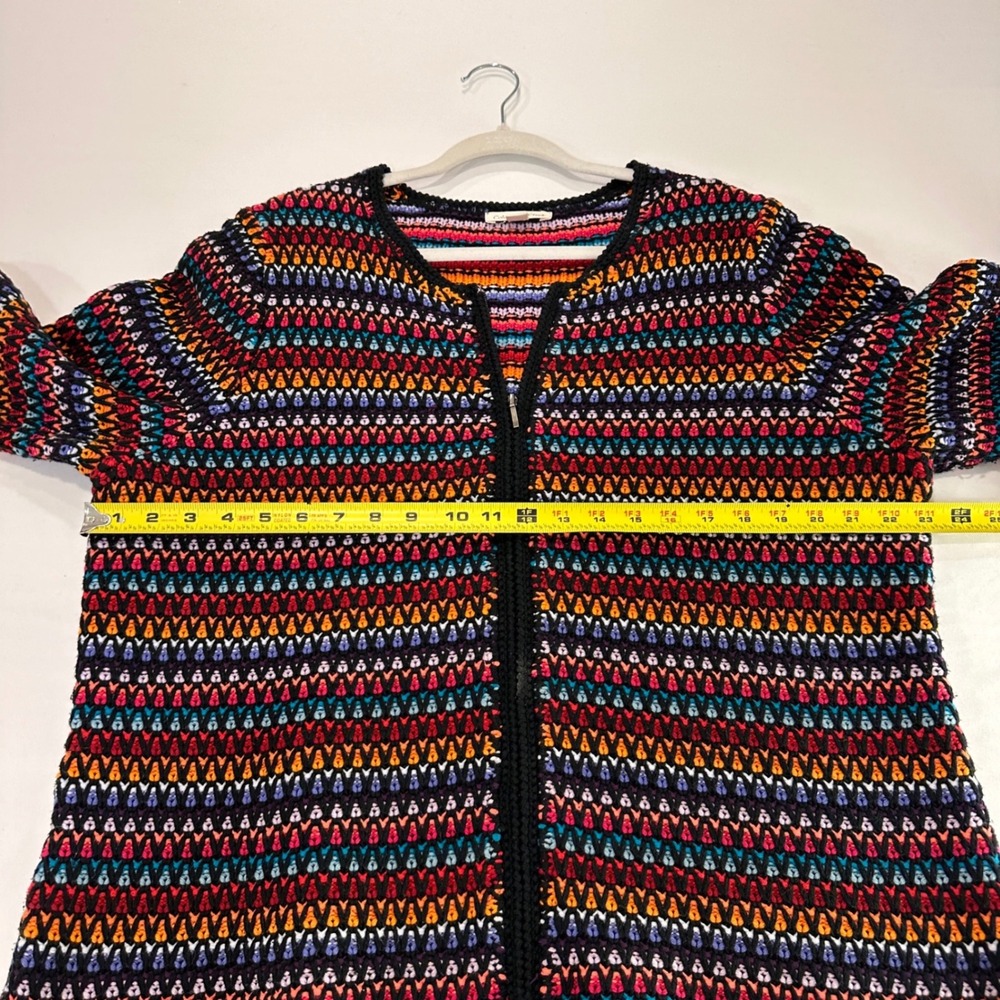 Coldwater Creek Full Zip Knit Cardigan Women 2X Multicolor Striped | Boho Artsy - Picture 9 of 10